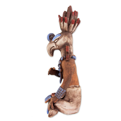 Ceramic sculpture, 'Maya Birdman from Palenque' - Maya Archaeology Replica Palenque Birdman Ceramic Sculpture