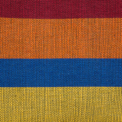 Cotton blanket, 'Zapotec Sunset' (king) - Artisan Crafted 100% Cotton colourful Striped Blanket (King)