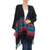Zapotec cotton rebozo shawl, 'Zapotec Night Blues' - Handwoven Black Zapotec Rebozo Shawl with Multicolor Motifs (image 2c) thumbail