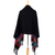 Zapotec cotton rebozo shawl, 'Zapotec Night Blues' - Handwoven Black Zapotec Rebozo Shawl with Multicolor Motifs (image 2f) thumbail