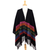 Zapotec cotton rebozo shawl, 'Zapotec Night Splendor' - Black Zapotec Rebozo Shawl with Colorful Geometric Stripes