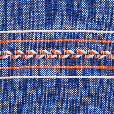Tischläufer aus Baumwolle, 'Gestreifte Eleganz'. - Kunsthandwerklich hergestellter Tischläufer mit 100 Otton-Streifen aus Mexiko