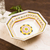 Majolica ceramic serving bowl, 'Octagonal Mexican Lavender' - Octagonal Majolica Ceramic Serving Bowl in Purple and Yellow