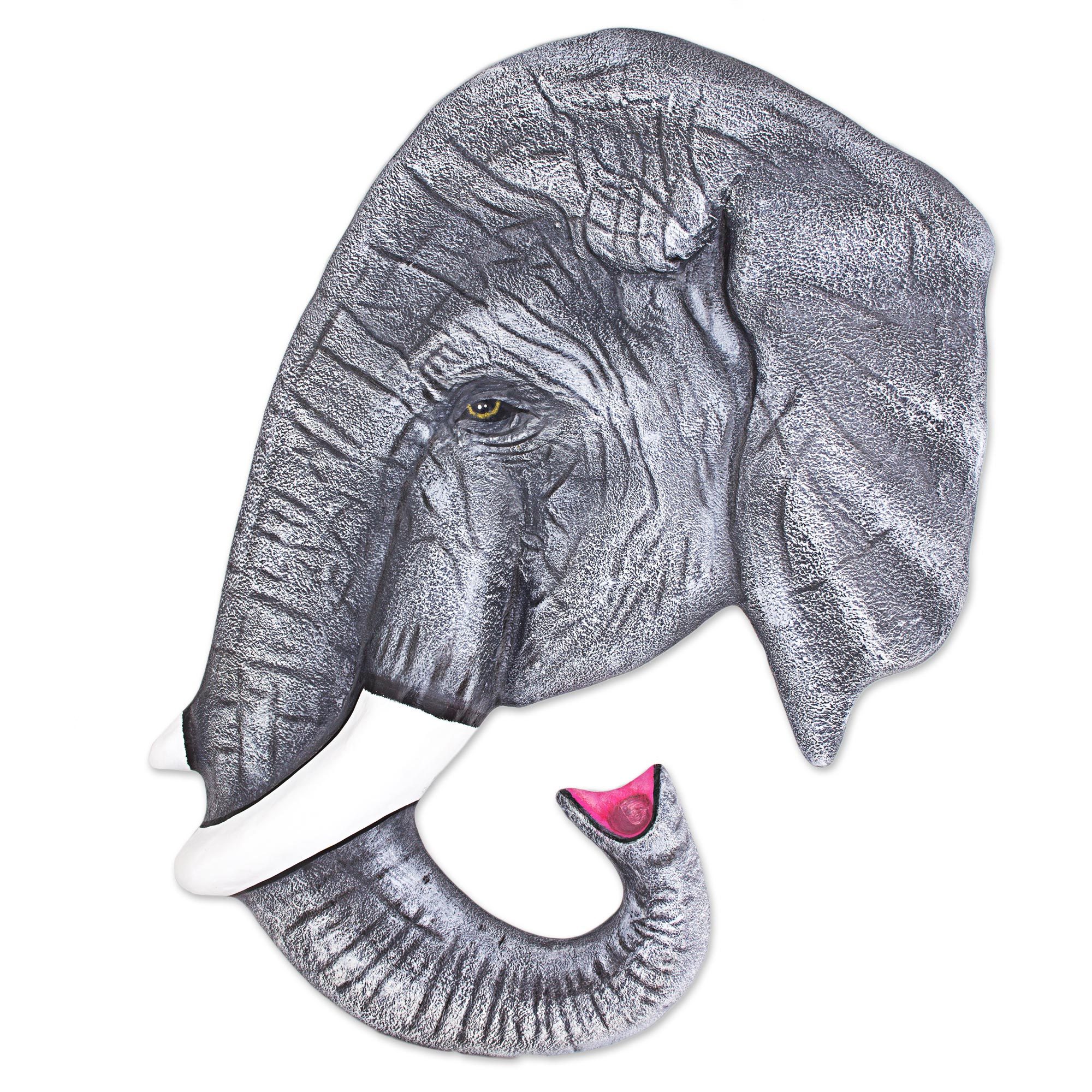 Paper Mache Elephant Wall Sculpture Artisan Crafted Decor Mighty Pachyderm