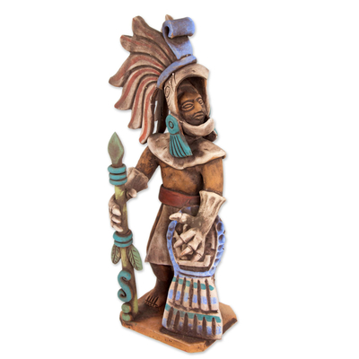 Keramikskulptur - Azteken-Adler-Krieger-Keramik-Replik-Skulptur aus Mexiko