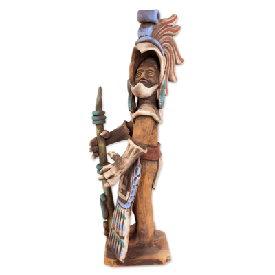 Escultura de cerámica - Escultura de réplica de cerámica del guerrero águila azteca de México