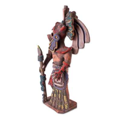 Keramikskulptur - Realistische Keramikskulptur eines aztekischen Jaguar-Kriegers