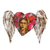 Iron wall sculpture, 'Frida's Red Winged Heart' - Iron Heart Theme Frida Kahlo Wall Sculpture from Mexico thumbail