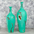 Ceramic vases, 'Voluptuous Green' (pair) - Set of Two Tall Green Ceramic Vases Crafted by Hand