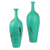 Ceramic vases, 'Voluptuous Green' (pair) - Set of Two Tall Green Ceramic Vases Crafted by Hand