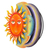 Steel wall art, 'Festive Eclipse' - Colorful Steel Sun and Moon Eclipse Wall Art Sculpture (image 2c) thumbail