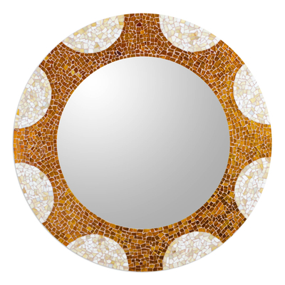 Handcrafted Glass Mosaic Circular Wall Mirror (31 Inch)