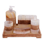 Onyx bath set, 'Nature's Bath' (6 piece set) - Earth Tone 6 Piece Onyx Stone Bath Set from Mexico