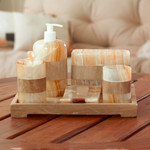 Onyx bath set, 'Nature's Bath' (6 piece set) - Earth Tone 6 Piece Onyx Stone Bath Set from Mexico