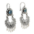 Blue topaz and cultured pearl chandelier earrings, 'Mazahua Lady' - Silver Mazahua Style Blue Topaz and Cultured Pearl Earrings