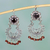 Garnet chandelier earrings, 'Mazahua Lady' - Sterling Silver Mazahua Style Garnet Chandelier Earrings