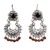 Garnet chandelier earrings, 'Mazahua Lady' - Sterling Silver Mazahua Style Garnet Chandelier Earrings