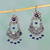 Lapis lazuli chandelier earrings, 'Mazahua Doves' - Authentic Mazahua Sterling Silver Earrings with Lapis Lazuli