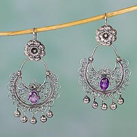 Amethyst chandelier earrings, Mazahua Elegance