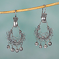 Sterling silver dangle earrings, 'Rainy Day' - Artisan Crafted Sterling Silver Dangle Earrings from Mexico