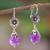 Amethyst dangle earrings, 'Budding Amethyst' - Hand Crafted Amethyst and Sterling Silver Dangle Earrings