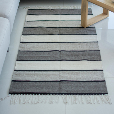 Zapotec wool rug, 'Essential Earth' (2.5x5) - Zapotec Handwoven Rug in Undyed Natural Wool (2.5 x 5)