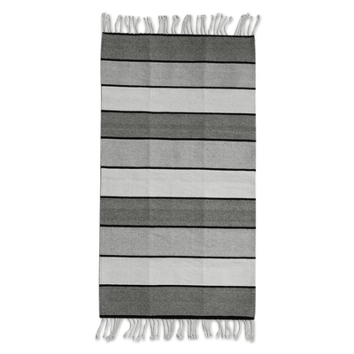 Zapotec Handwoven Rug in Undyed Natural Wool (2.5 x 5)