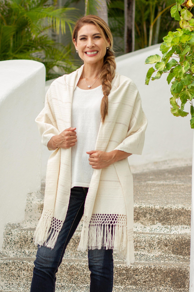 Cotton rebozo shawl, Zapotec Whisper