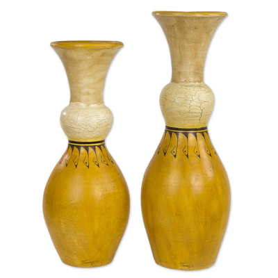Jarrones decorativos de cerámica, (par) - Jarrones decorativos de cerámica de 30 y 24 pulgadas de alto elaborados en México