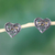 Sterling silver button earrings, 'Lovebird Heart' - Handcrafted Heart Shaped Sterling Silver Bird Earrings (image 2) thumbail