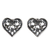 Sterling silver button earrings, 'Lovebird Heart' - Handcrafted Heart Shaped Sterling Silver Bird Earrings thumbail