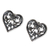 Sterling silver button earrings, 'Lovebird Heart' - Handcrafted Heart Shaped Sterling Silver Bird Earrings (image 2c) thumbail
