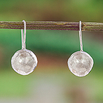 Hand Made Sterling Silver Round Drop Earrings from Mexico, 'Nature's Treasures'