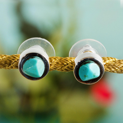 Buy Mexican Turquoise Earrings, Sterling Silver Huggie Hoops, Sterling  Silver Earrings, Three Stone Earrings, AAA Turquoise Huggie Hoop, Hinged  Hoop Earrings 1.10 ctw at ShopLC.