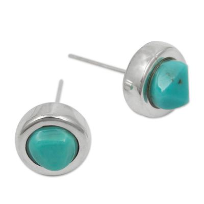 Sterling Silver and Turquoise Stud Earrings from Mexico