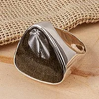 Featured review for Obsidian cocktail ring, Asymmetrical Black