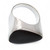 Obsidian cocktail ring, 'Asymmetrical Black' - Sleek Contemporary Obsidian Women's Ring in Taxco Silver