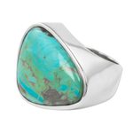 Turquoise cocktail ring, 'Asymmetrical Sea' - Mexican Taxco Silver Handcrafted Turquoise Women's Ring