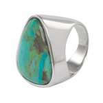 Turquoise cocktail ring, 'Asymmetrical Sea' - Mexican Taxco Silver Handcrafted Turquoise Women's Ring