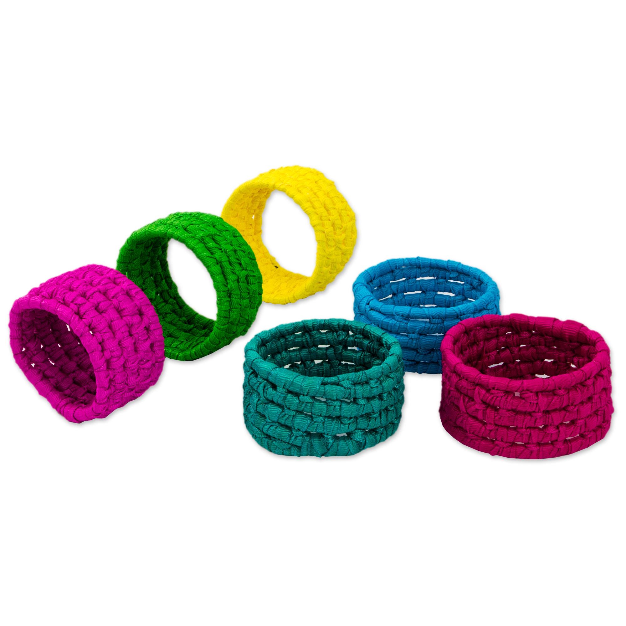 Set of 6 Handcrafted Napkin Rings in 6 Different Colors Party Rainbow