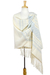Zapotec cotton rebozo shawl, 'Azure Stars of Teotitlan' - Creamy Cotton Handwoven Shawl with Light Blue Stars