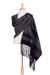 Zapotec cotton rebozo shawl, 'Fiesta in Black and Silver' - Silvery Grey on Black Handwoven Zapotec Rebozo Shawl (image 2c) thumbail