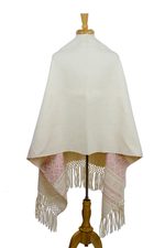 Zapotec cotton rebozo shawl, 'Pink Stars of Teotitlan' - Pink and Creamy Cotton Handwoven Zapotec Shawl