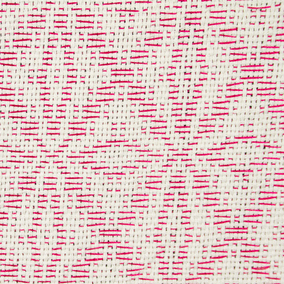 Rebozo-Schal aus Zapotec-Baumwolle - Handgewebter Zapotec-Schal aus rosa und cremiger Baumwolle