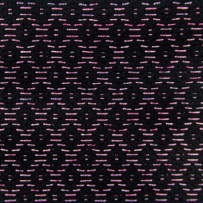Rebozo-Schal aus Zapotec-Baumwolle - Schwarzer und rosafarbener handgewebter Zapotec-Rebozo-Schal