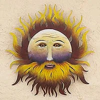 Steel wall sculpture, 'Bearded Sun'