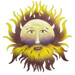 Steel wall sculpture, 'Bearded Sun' - Hand Made Steel Wall Sculpture of Sun Face from Mexico