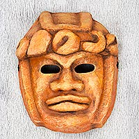 Papier mache mask, 'Colossal Olmec Head' - Signed Olmec Replica Papier Mache Mask