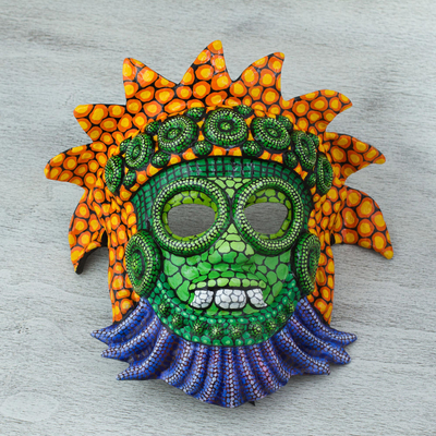 Máscara de papel maché - Máscara del dios de la lluvia mexicana hecha a mano en papel maché