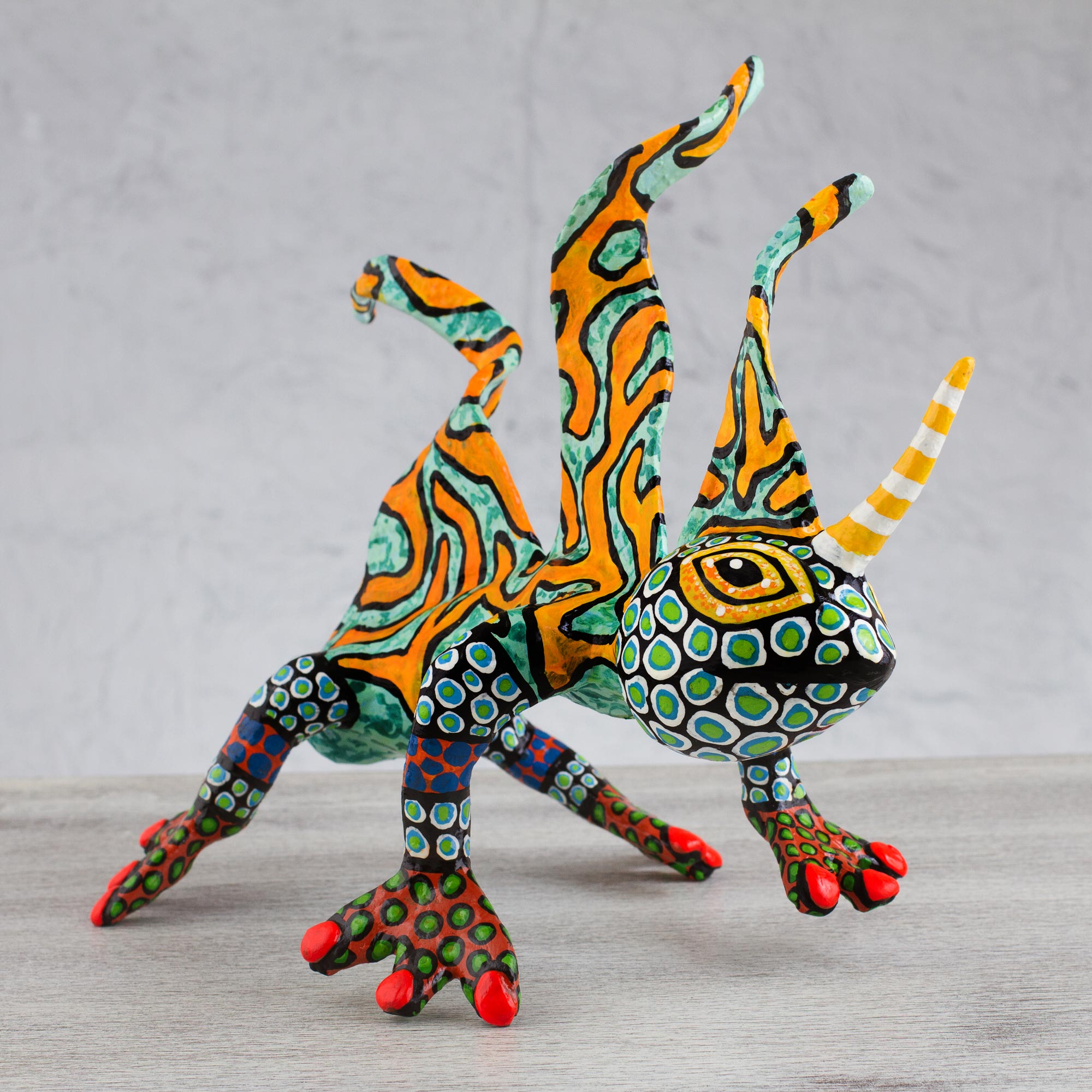 Mexican Alebrije of Horned Gecko Handmade Paper Sculpture ...
